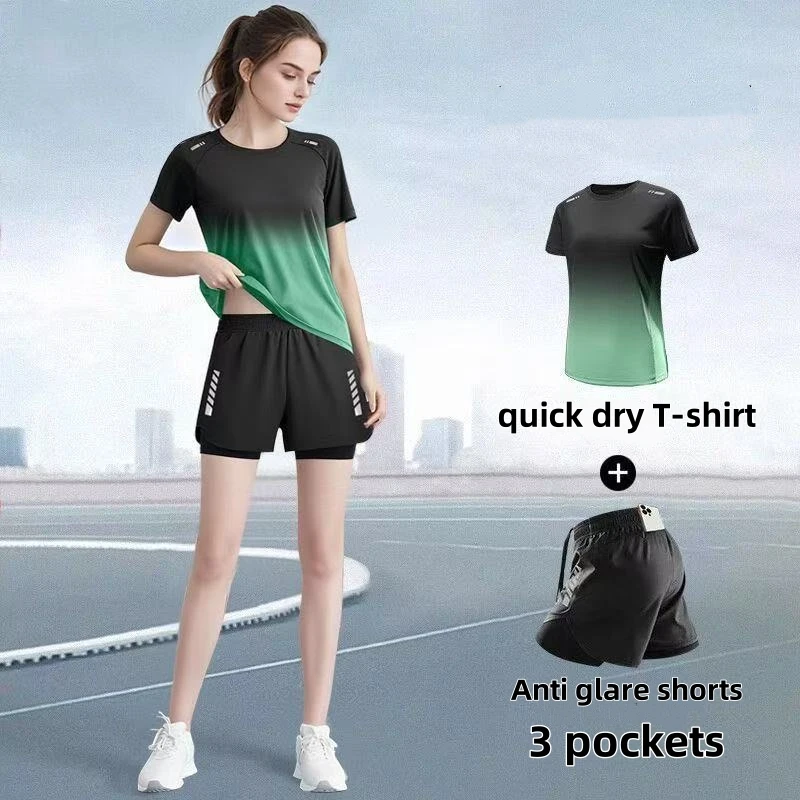 Badminton Aesthetic - Damski zestaw odzieży sportowej, szorty do